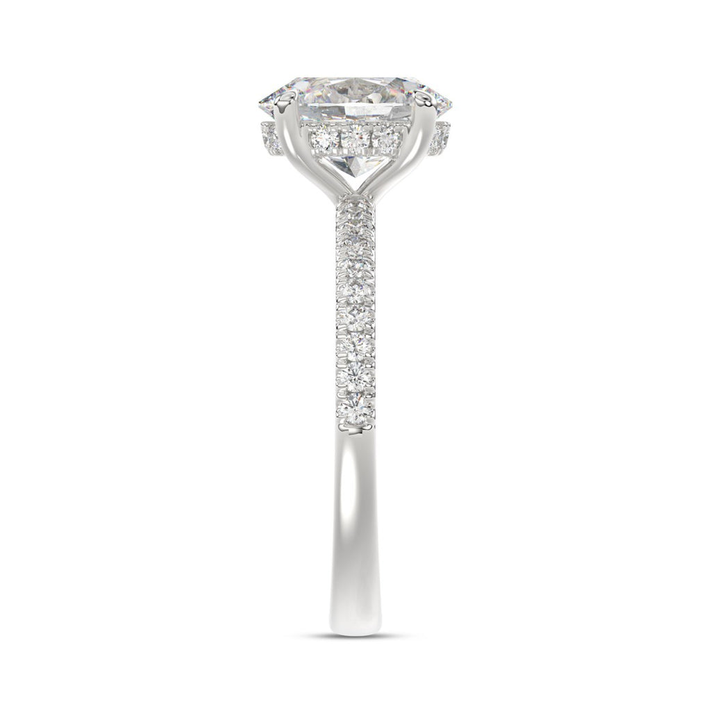 14K WHITE GOLD 1 3/4CT ROUND/OVAL DIAMOND LADIES RING (CENTER STONE OVAL DIAMOND 1 1/2CT)