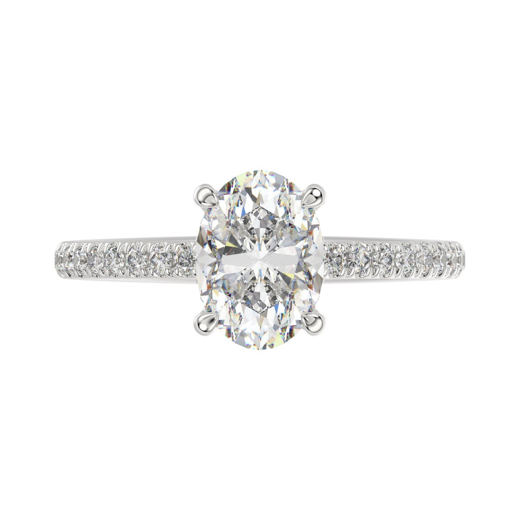 14K WHITE GOLD 1 3/4CT ROUND/OVAL DIAMOND LADIES RING (CENTER STONE OVAL DIAMOND 1 1/2CT)