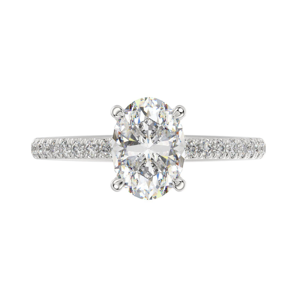14K WHITE GOLD 1 3/4CT ROUND/OVAL DIAMOND LADIES RING (CENTER STONE OVAL DIAMOND 1 1/2CT)