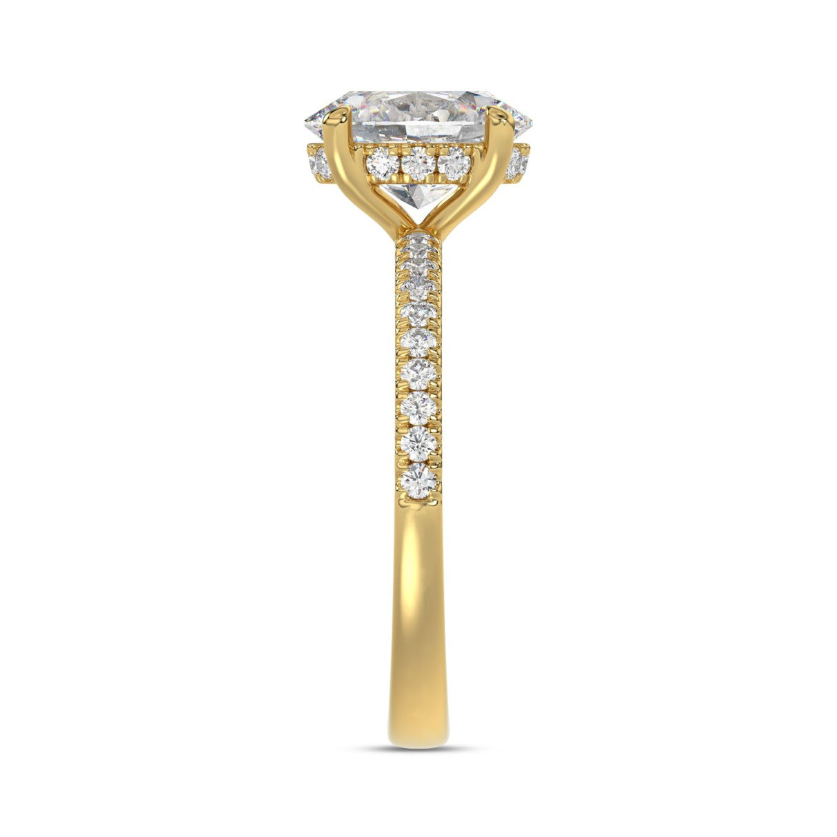 14K YELLOW GOLD 1 3/4CT ROUND/OVAL DIAMOND LADIES RING (CENTER STONE OVAL DIAMOND 1 1/2CT)