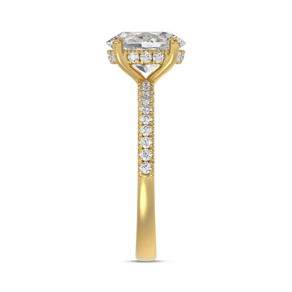 14K YELLOW GOLD 1 3/4CT ROUND/OVAL DIAMOND LADIES RING (CENTER STONE OVAL DIAMOND 1 1/2CT)