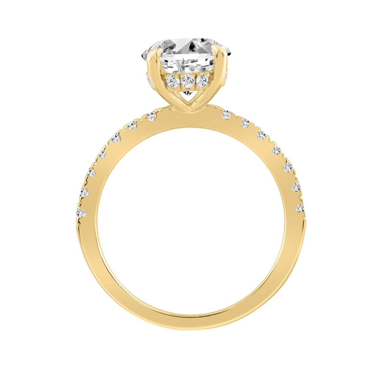 14K YELLOW GOLD 3 1/2CT ROUND/OVAL DIAMOND LADIES RING (CENTER STONE OVAL DIAMOND 3CT)