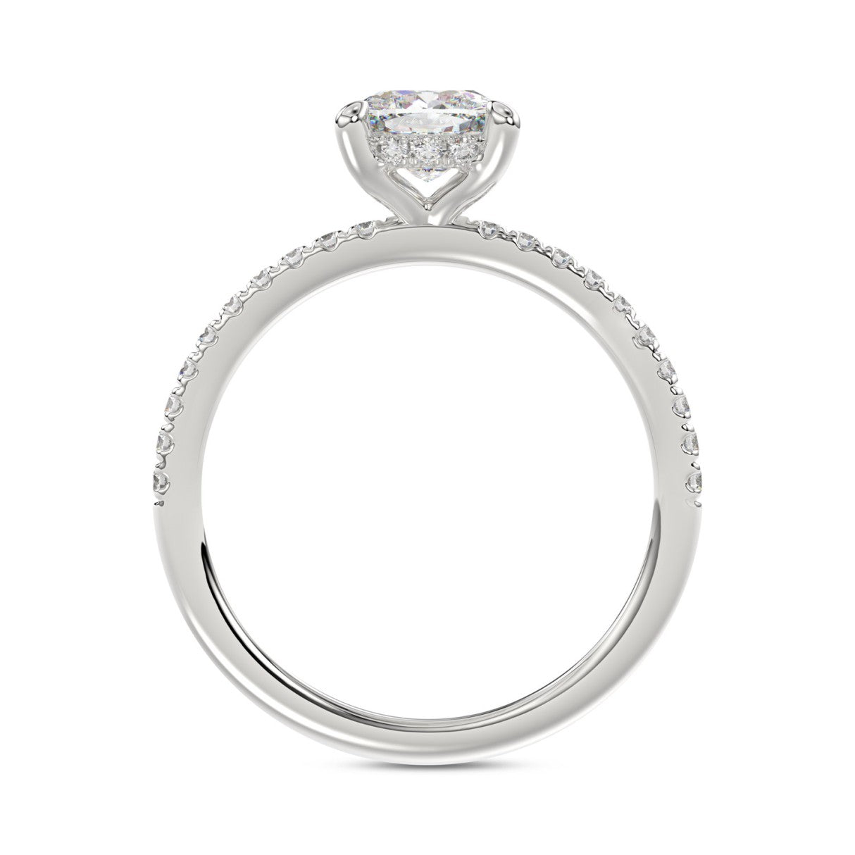 14K WHITE GOLD 1 3/4CT ROUND/CUSHION DIAMOND LADIES RING (CENTER STONE CUSHION DIAMOND 1 1/2CT)
