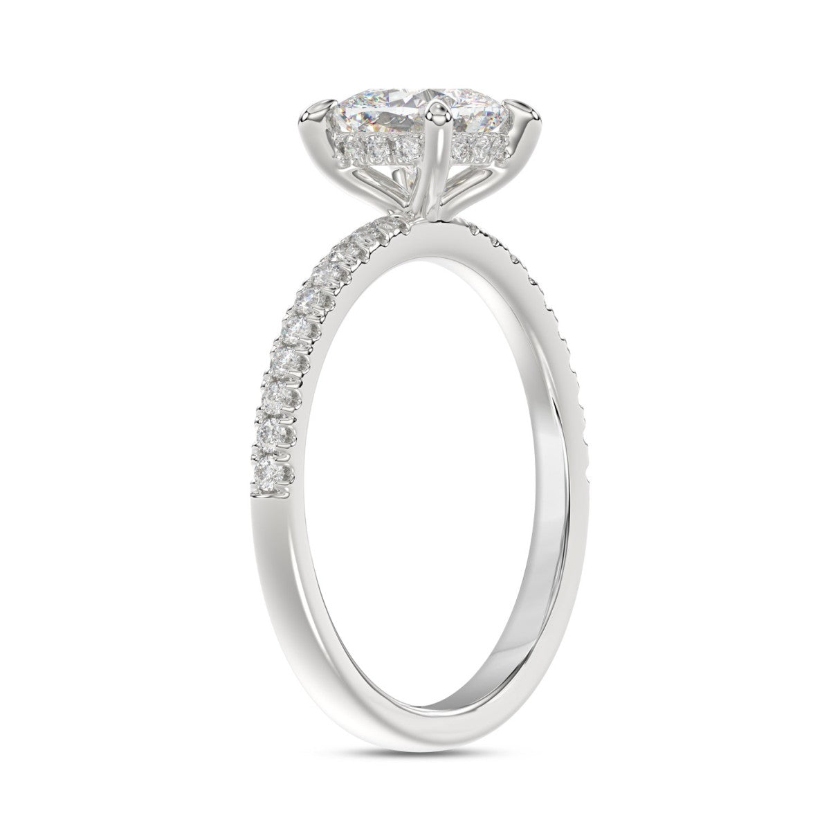 14K WHITE GOLD 1 3/4CT ROUND/CUSHION DIAMOND LADIES RING (CENTER STONE CUSHION DIAMOND 1 1/2CT)