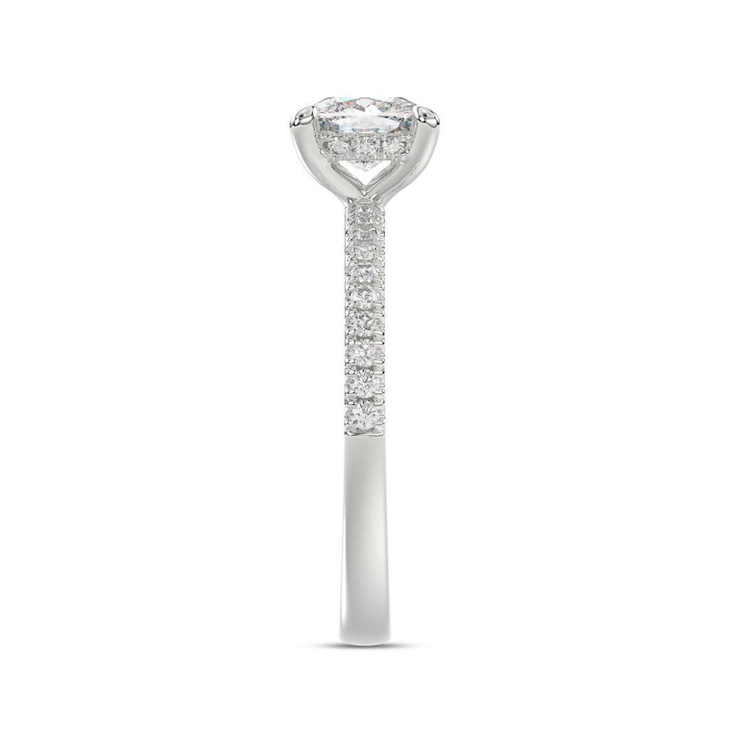 14K WHITE GOLD 1 3/4CT ROUND/CUSHION DIAMOND LADIES RING (CENTER STONE CUSHION DIAMOND 1 1/2CT)