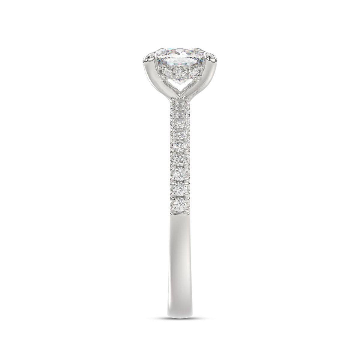14K WHITE GOLD 1 3/4CT ROUND/CUSHION DIAMOND LADIES RING (CENTER STONE CUSHION DIAMOND 1 1/2CT)