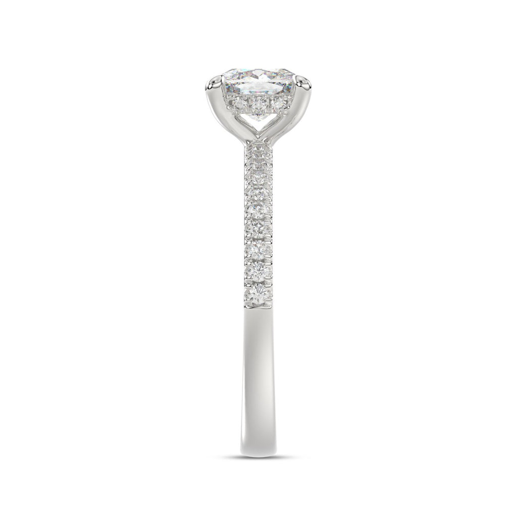 14K WHITE GOLD 1 3/4CT ROUND/CUSHION DIAMOND LADIES RING (CENTER STONE CUSHION DIAMOND 1 1/2CT)