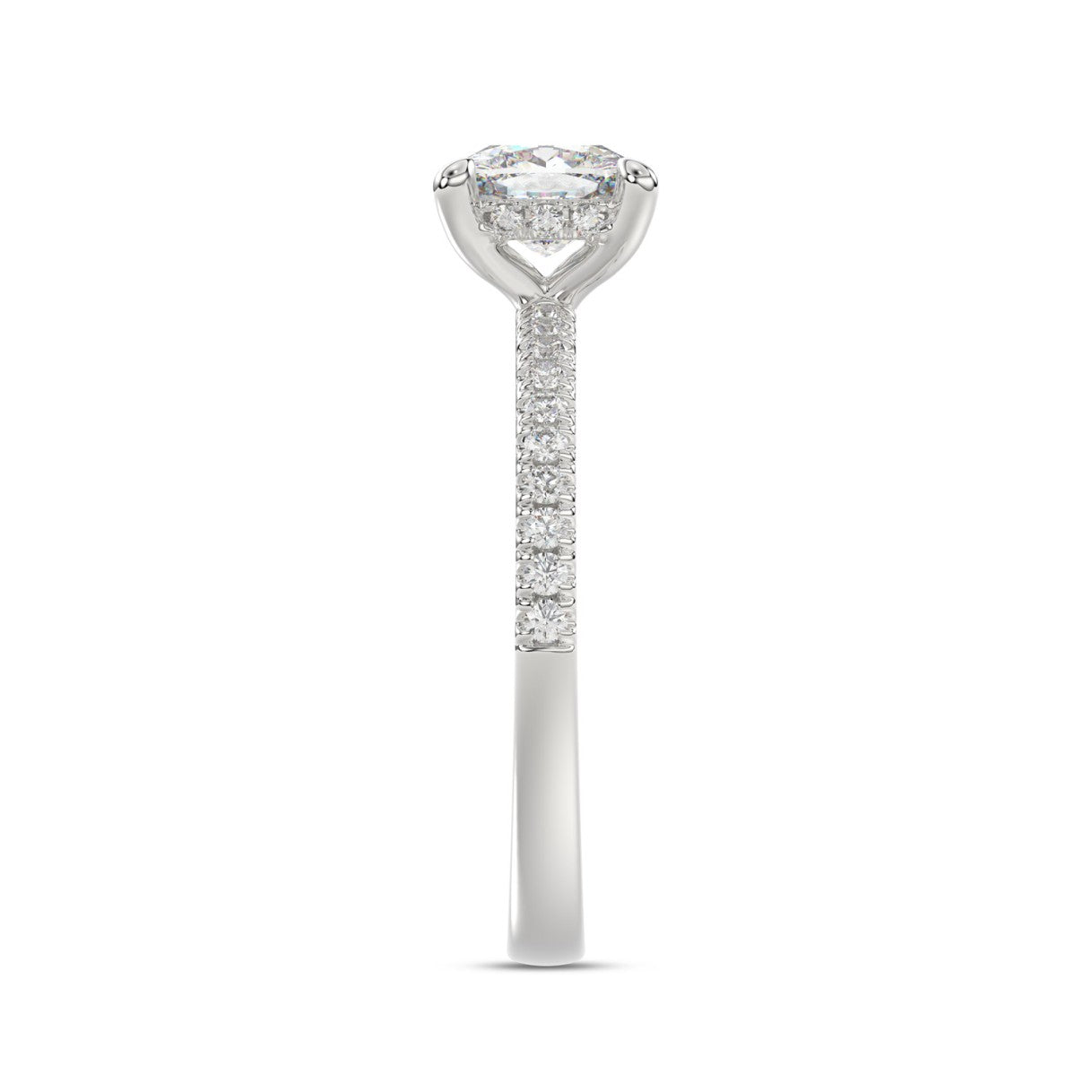 14K WHITE GOLD 1 3/4CT ROUND/CUSHION DIAMOND LADIES RING (CENTER STONE CUSHION DIAMOND 1 1/2CT)