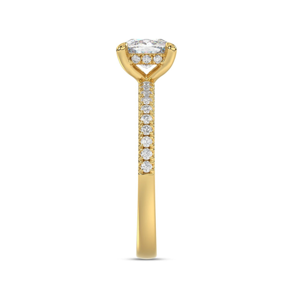 14K YELLOW GOLD 1 3/4CT ROUND/CUSHION DIAMOND LADIES RING (CENTER STONE CUSHION DIAMOND 1 1/2CT)