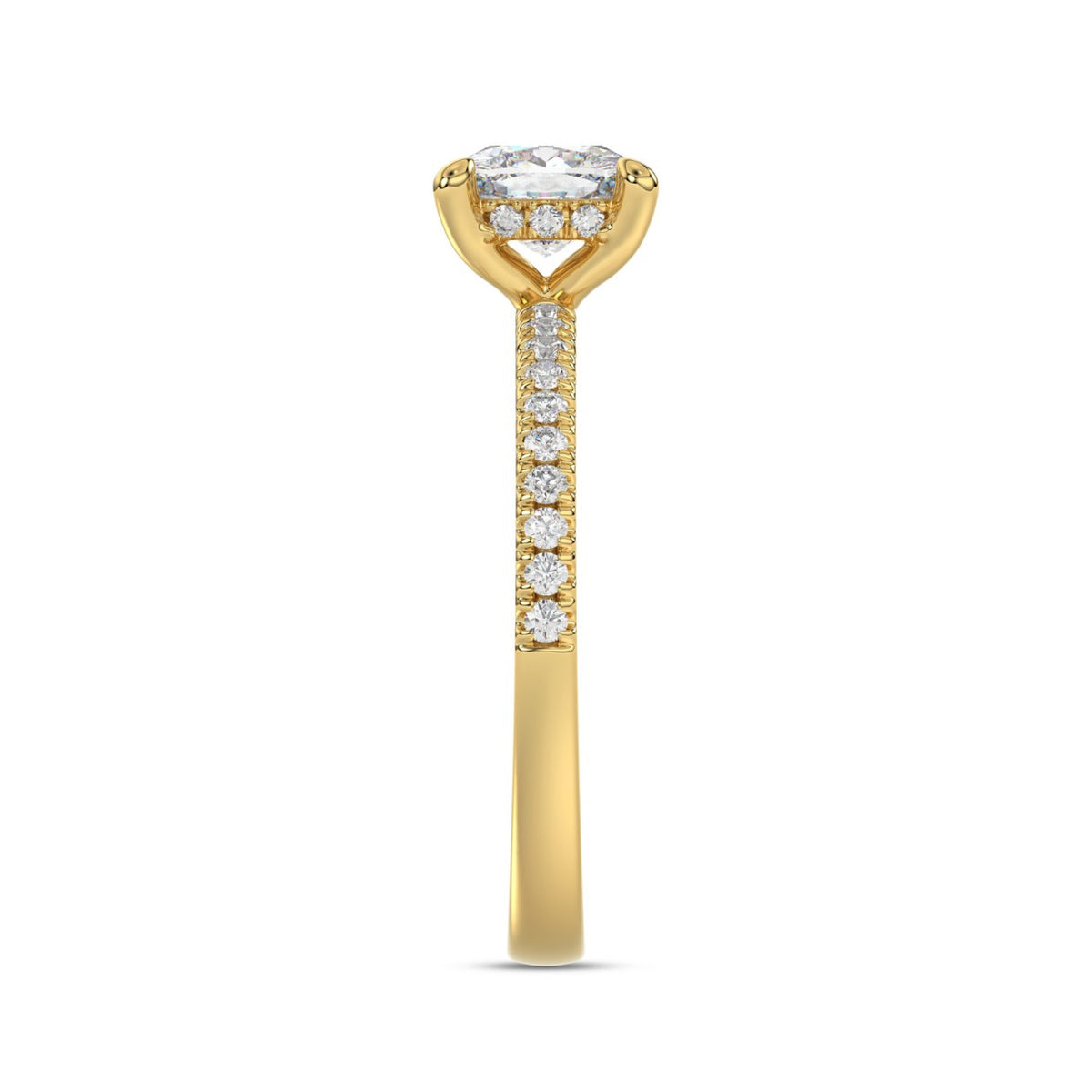 14K YELLOW GOLD 1 3/4CT ROUND/CUSHION DIAMOND LADIES RING (CENTER STONE CUSHION DIAMOND 1 1/2CT)