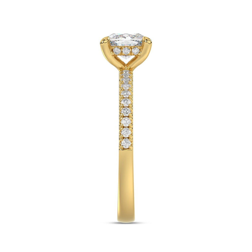 14K YELLOW GOLD 1 3/4CT ROUND/CUSHION DIAMOND LADIES RING (CENTER STONE CUSHION DIAMOND 1 1/2CT)