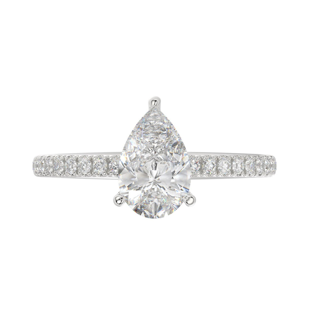 14K WHITE GOLD 1 3/4CT ROUND/PEAR DIAMOND LADIES RING (CENTER STONE PEAR DIAMOND 1 1/2CT)
