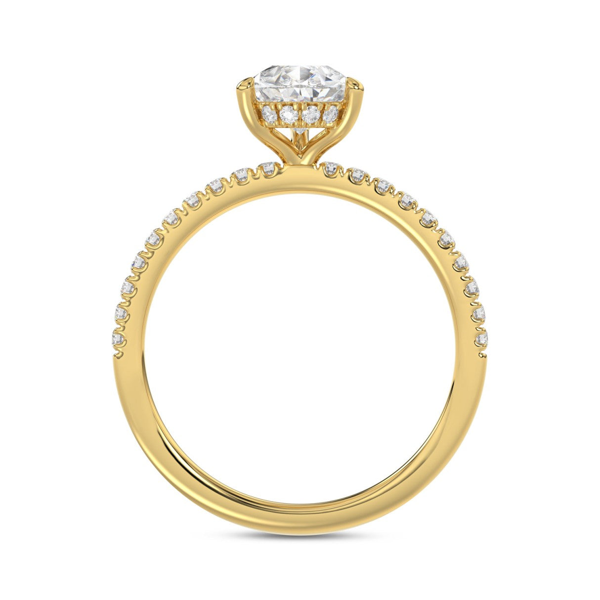 14K YELLOW GOLD 1 3/4CT ROUND/PEAR DIAMOND LADIES RING (CENTER STONE PEAR DIAMOND 1 1/2CT)