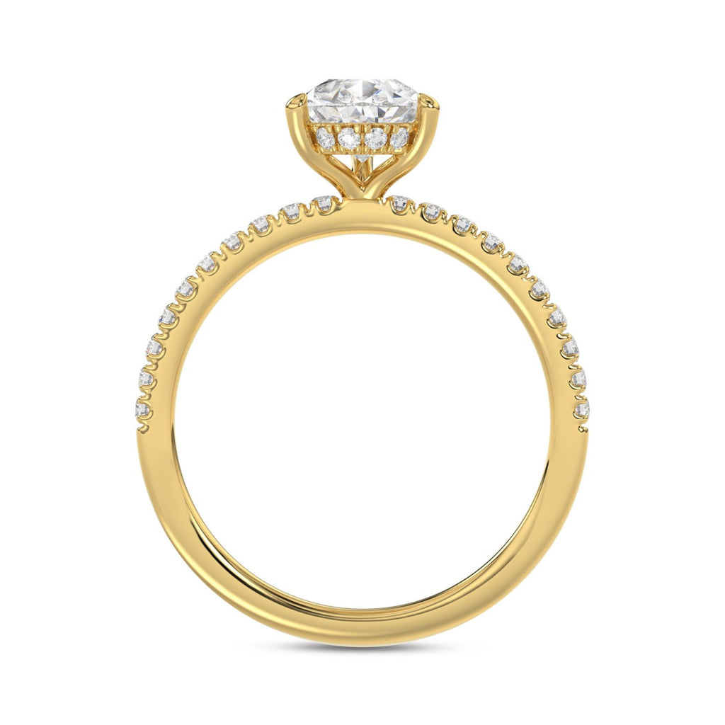 14K YELLOW GOLD 1 3/4CT ROUND/PEAR DIAMOND LADIES RING (CENTER STONE PEAR DIAMOND 1 1/2CT)