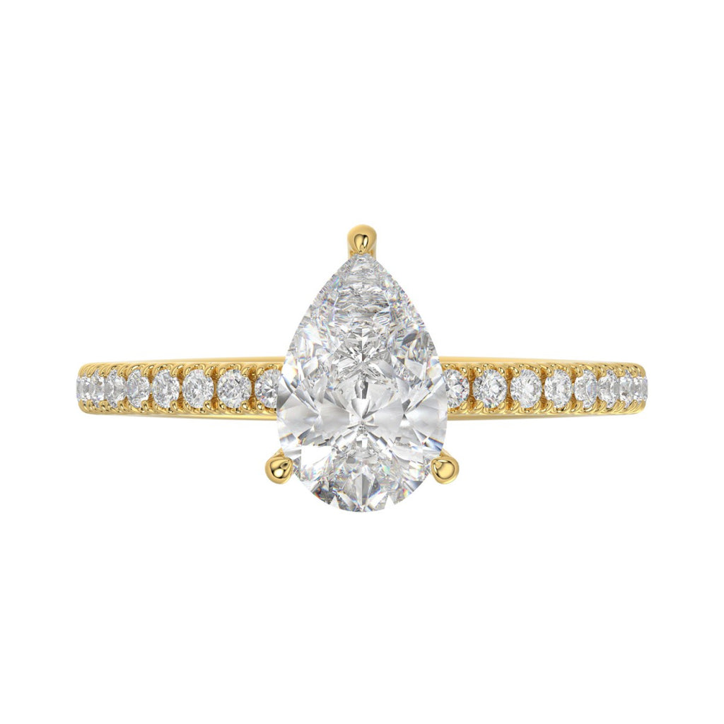 14K YELLOW GOLD 1 3/4CT ROUND/PEAR DIAMOND LADIES RING (CENTER STONE PEAR DIAMOND 1 1/2CT)
