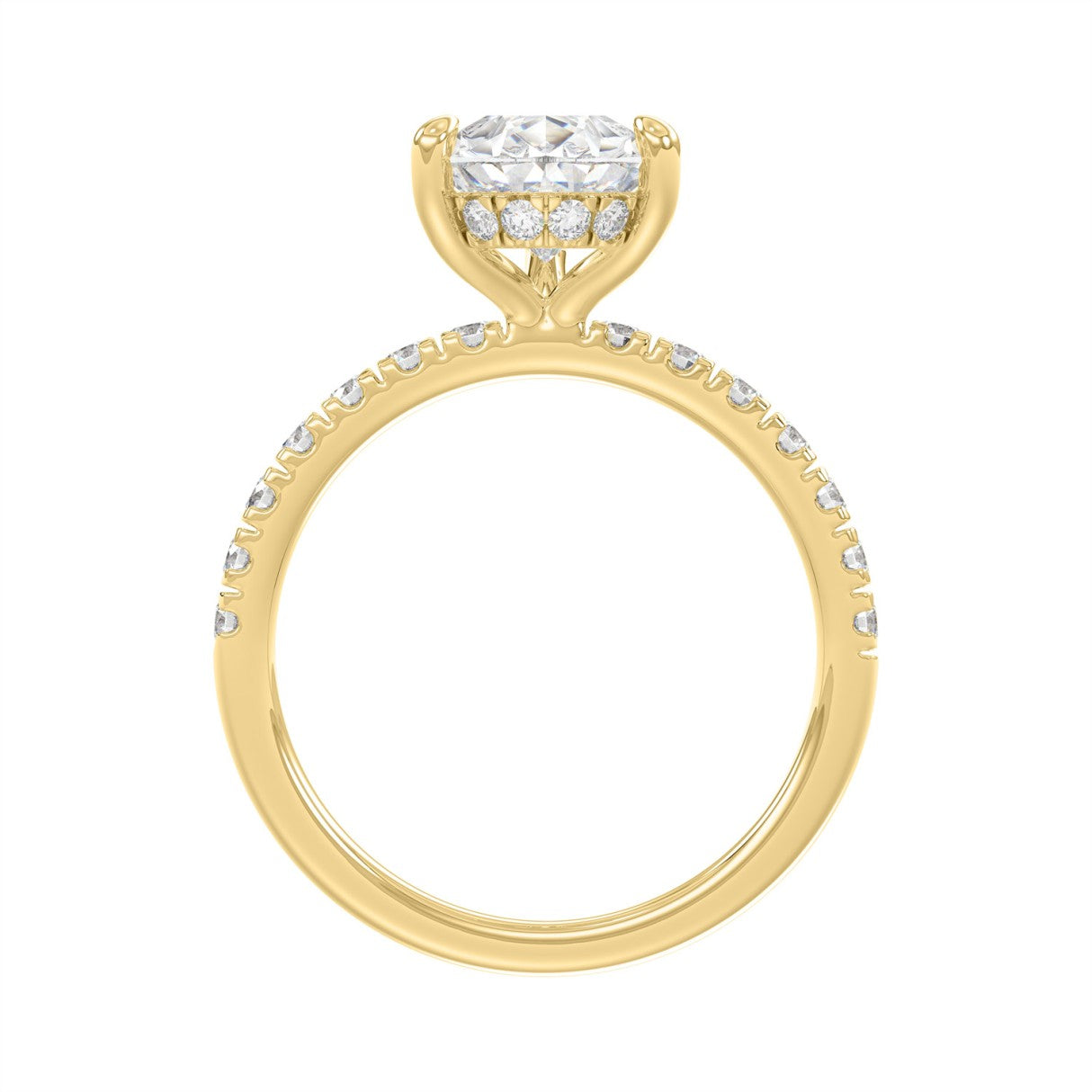 14K YELLOW GOLD 3 1/2CT ROUND/PEAR DIAMOND LADIES RING (CENTER STONE PEAR DIAMOND 3CT)