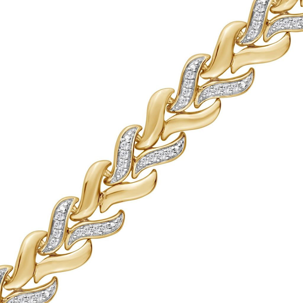 STERLING SILVER YELLOW 1/3CT ROUND DIAMOND LADIES BRACELET