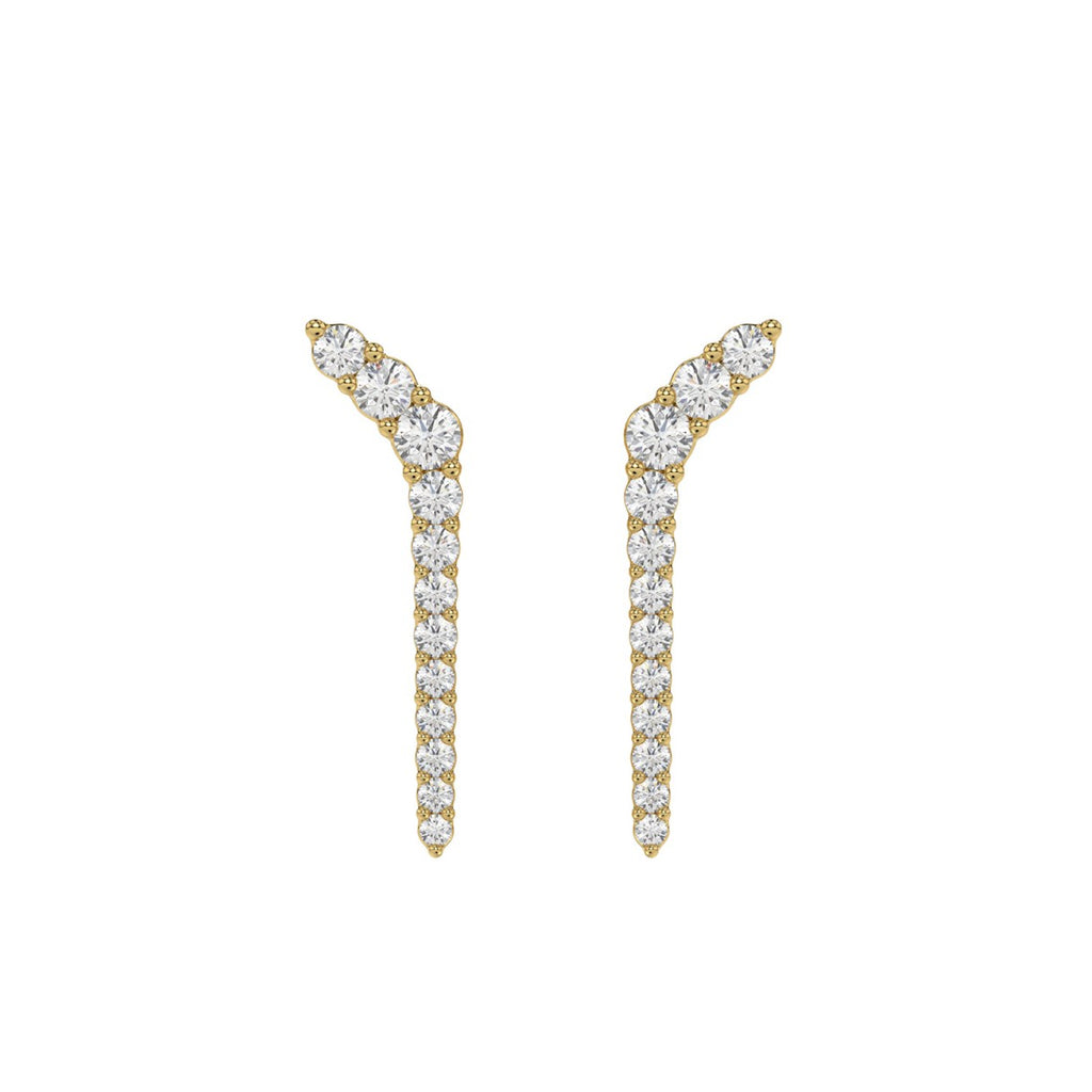 10K Yellow Gold 1/2 Ct Round Lab Brown Diamond Elegant Ladies Fine Jewelry Fashion Earrings (Color F-G -Clarity Vs1/Vs2)