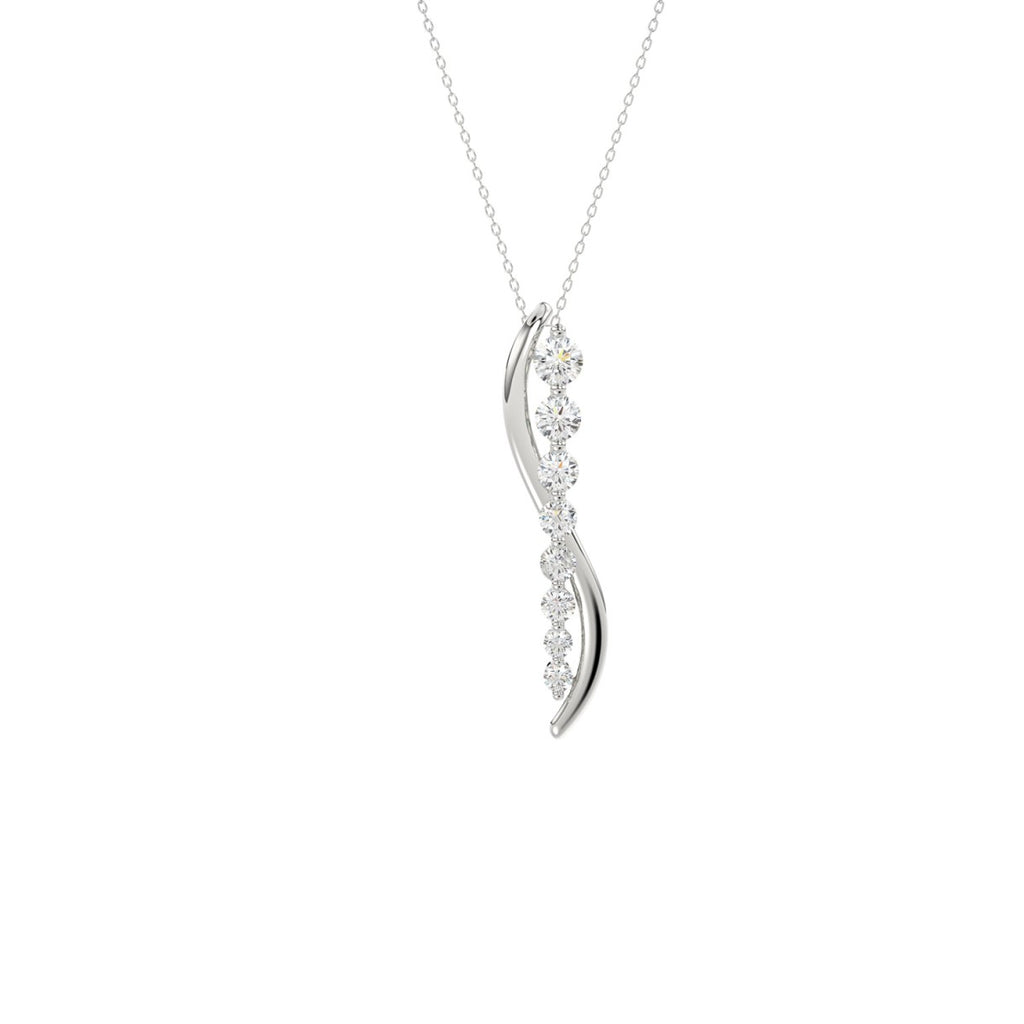 10K White Gold 3/8 Ct Round Lab-Grown Diamond Pendant With Chain Women Fancy Fashion Jewelry (Color F-G -Clarity Vs1/Vs2)