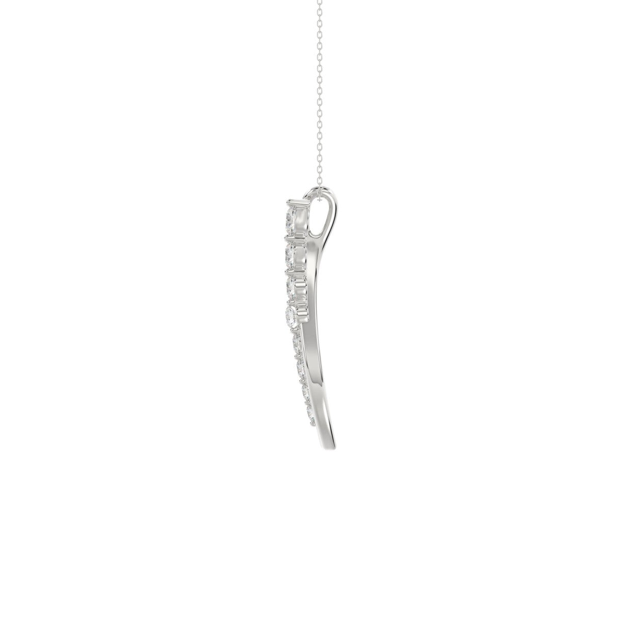 10K White Gold 3/8 Ct Round Lab-Grown Diamond Pendant With Chain Women Fancy Fashion Jewelry (Color F-G -Clarity Vs1/Vs2)