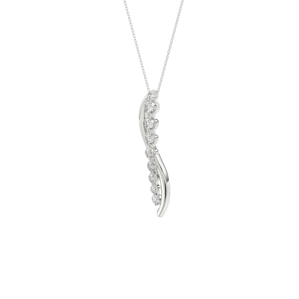 10K White Gold 3/8 Ct Round Lab-Grown Diamond Pendant With Chain Women Fancy Fashion Jewelry (Color F-G -Clarity Vs1/Vs2)