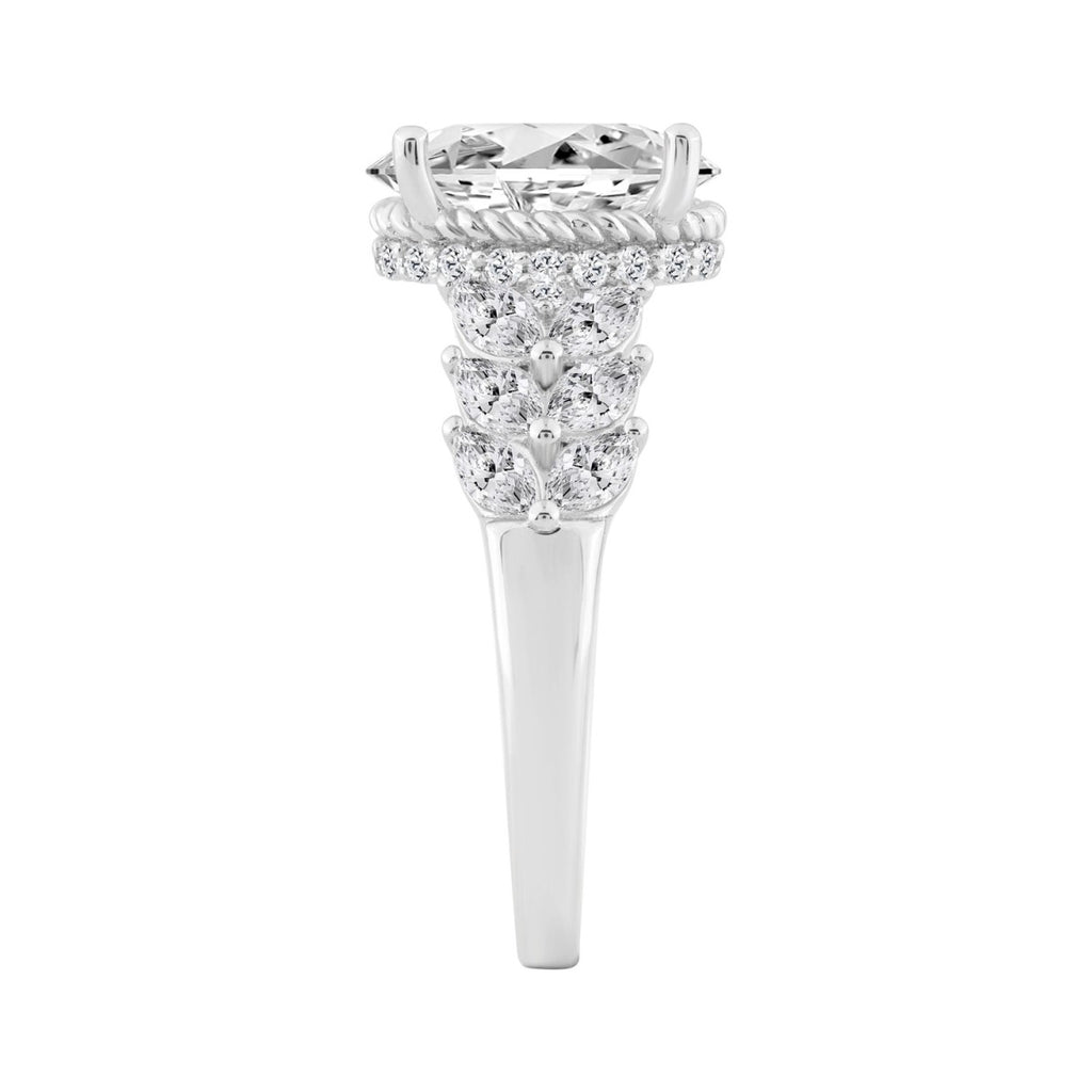 14K WHITE GOLD 4.00CT ROUND/OVAL/MARQUISE DIAMOND LADIES RING (CENTER STONE OVAL DIAMOND 3CT)