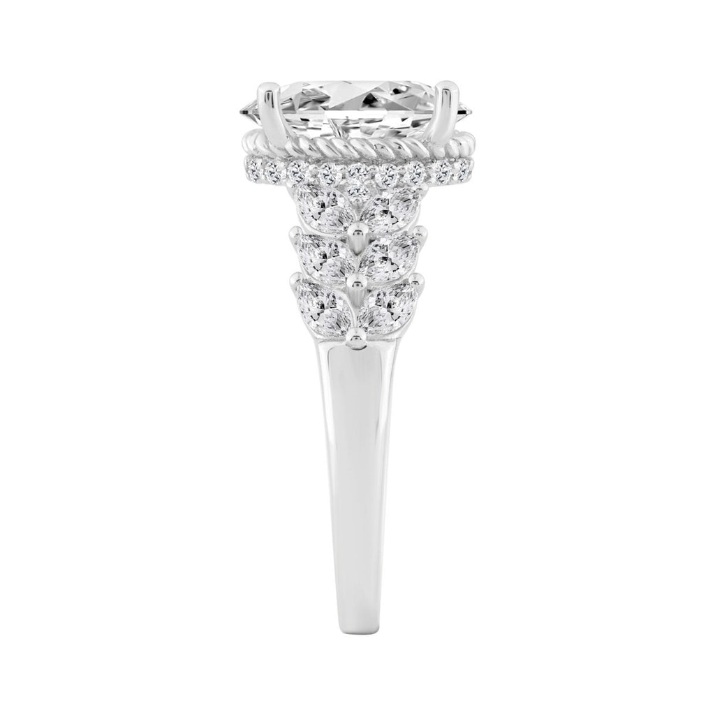 14K WHITE GOLD 4.00CT ROUND/OVAL/MARQUISE DIAMOND LADIES RING (CENTER STONE OVAL DIAMOND 3CT)