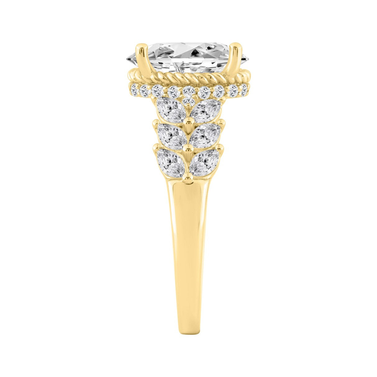 14K YELLOW GOLD 4.00CT ROUND/OVAL/MARQUISE DIAMOND LADIES RING (CENTER STONE OVAL DIAMOND 3CT)