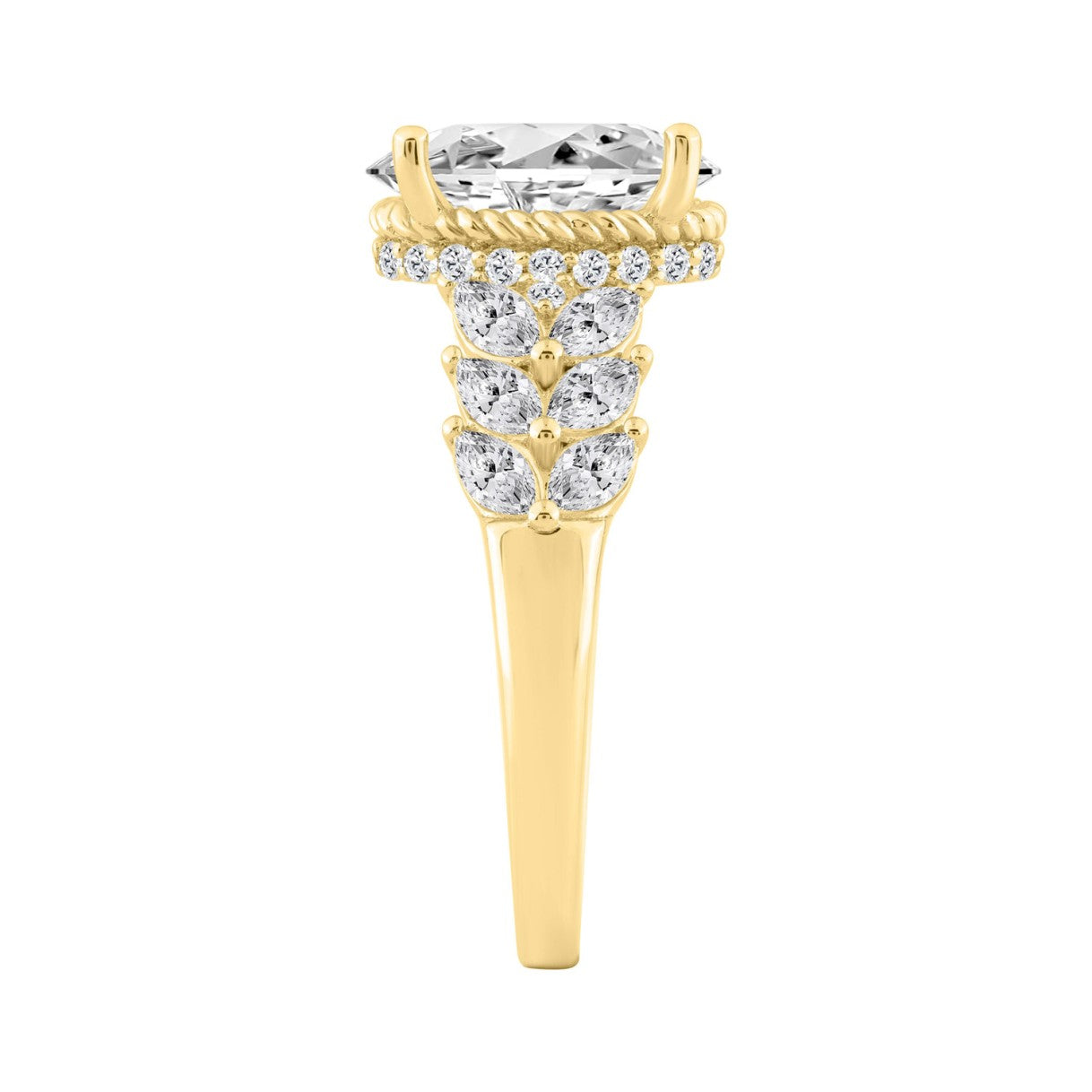 14K YELLOW GOLD 4.00CT ROUND/OVAL/MARQUISE DIAMOND LADIES RING (CENTER STONE OVAL DIAMOND 3CT)