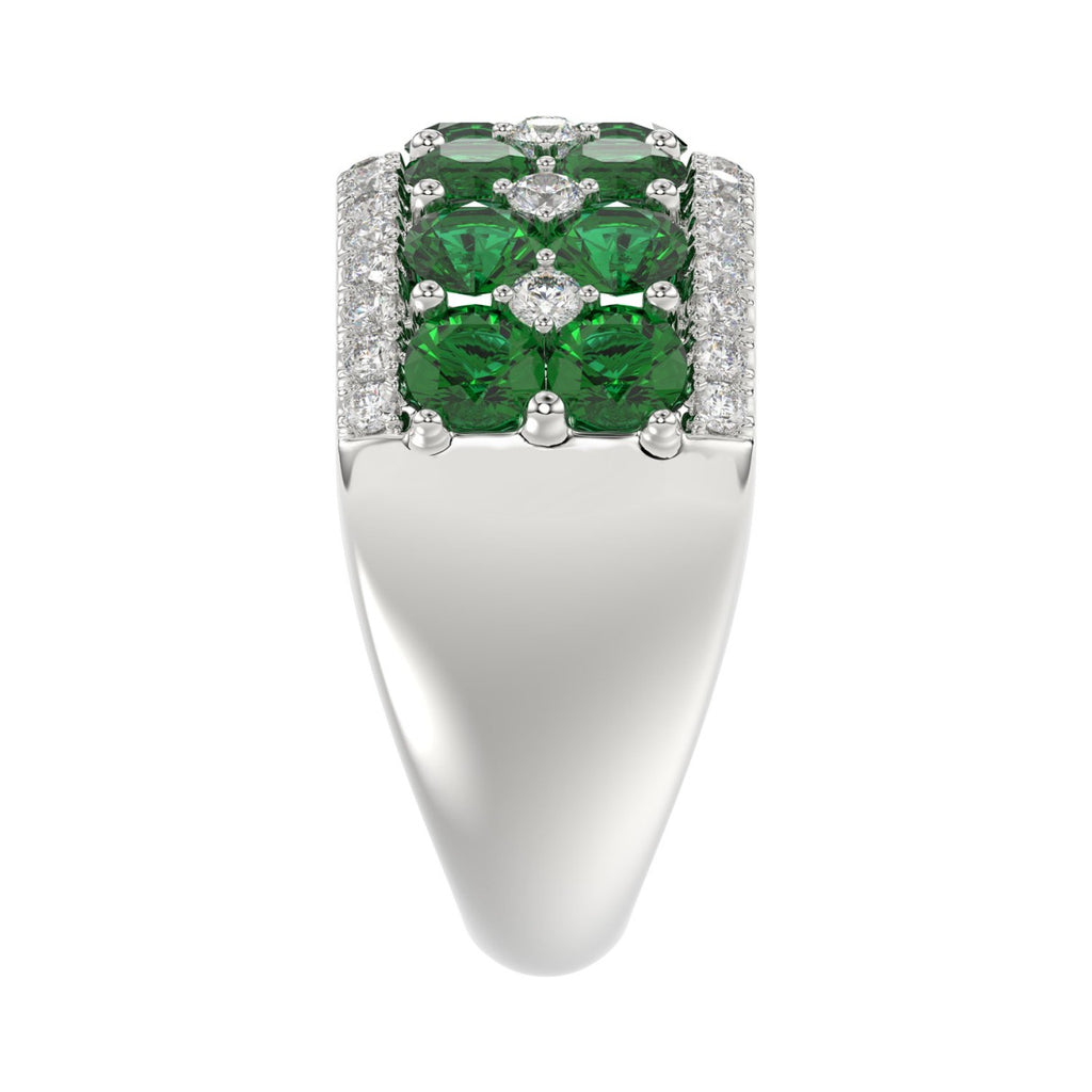 14K WHITE GOLD 4.00CT ROUND DIAMOND LADIES RING (CENTER STONE ROUND EMERALD DIAMOND 3 1/2CT)