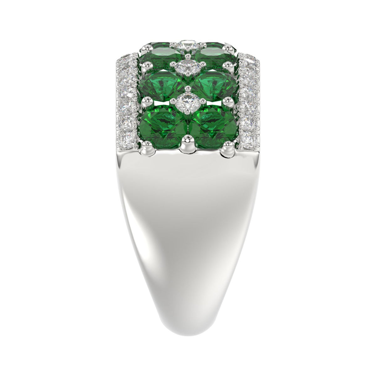 14K WHITE GOLD 4.00CT ROUND DIAMOND LADIES RING (CENTER STONE ROUND EMERALD DIAMOND 3 1/2CT)