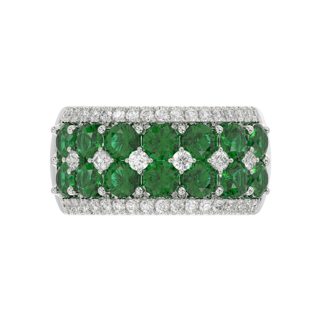 14K WHITE GOLD 4.00CT ROUND DIAMOND LADIES RING (CENTER STONE ROUND EMERALD DIAMOND 3 1/2CT)
