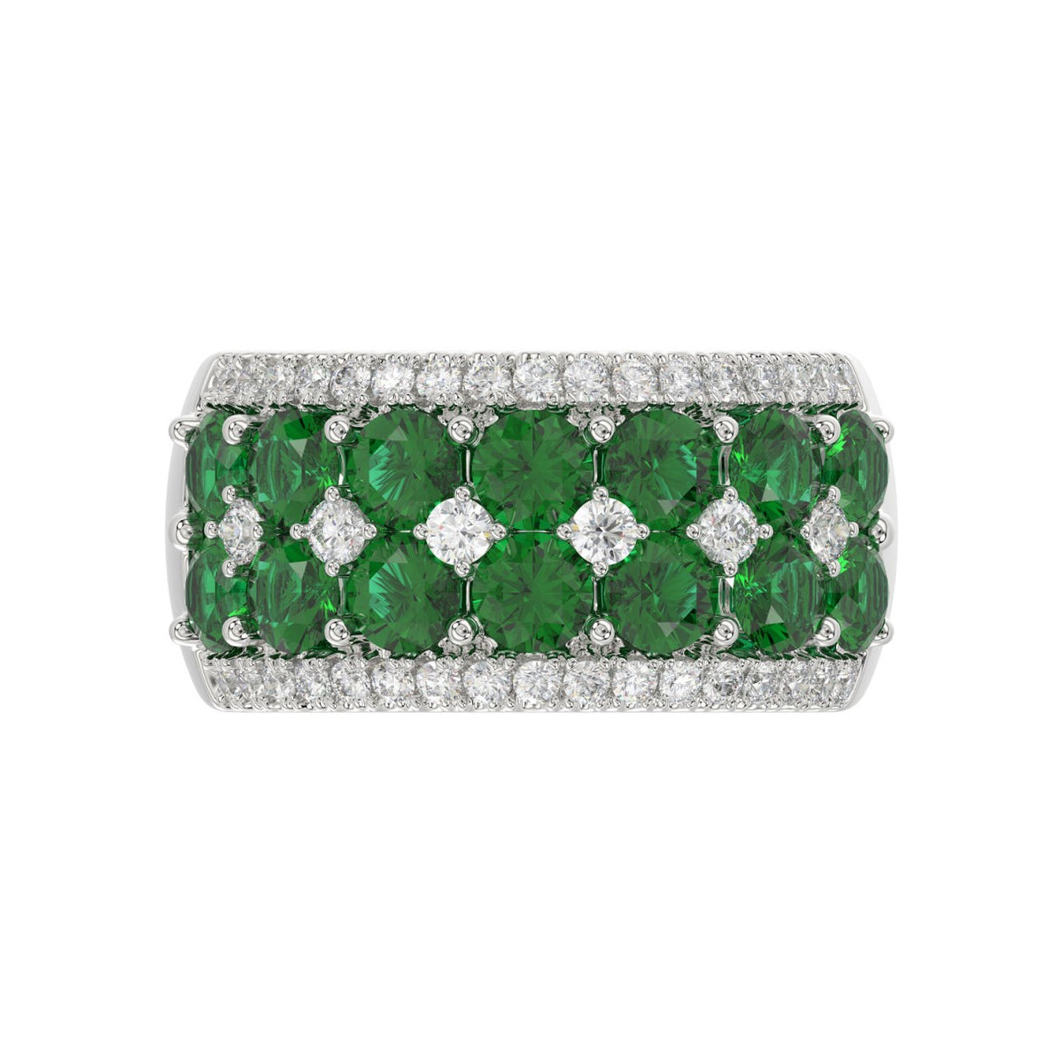 14K WHITE GOLD 4.00CT ROUND DIAMOND LADIES RING (CENTER STONE ROUND EMERALD DIAMOND 3 1/2CT)