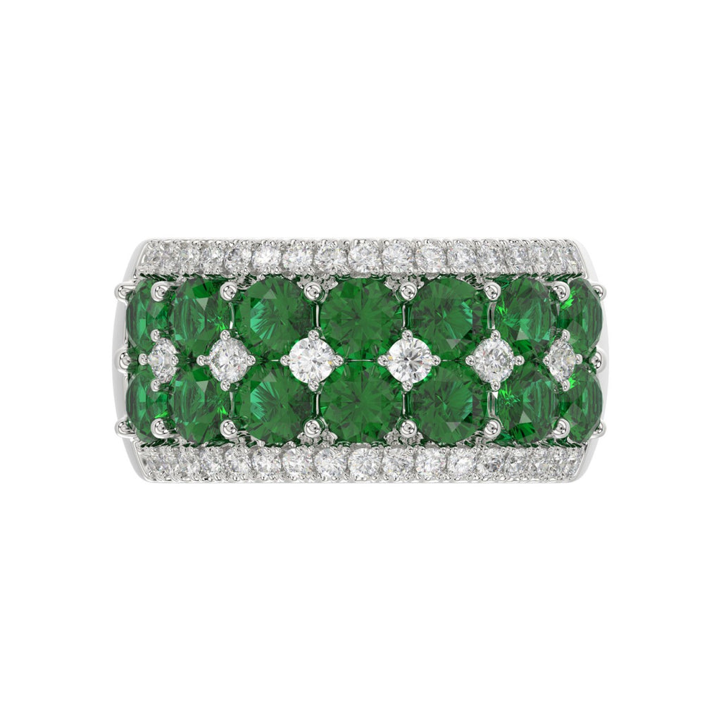 14K WHITE GOLD 4.00CT ROUND DIAMOND LADIES RING (CENTER STONE ROUND EMERALD DIAMOND 3 1/2CT)