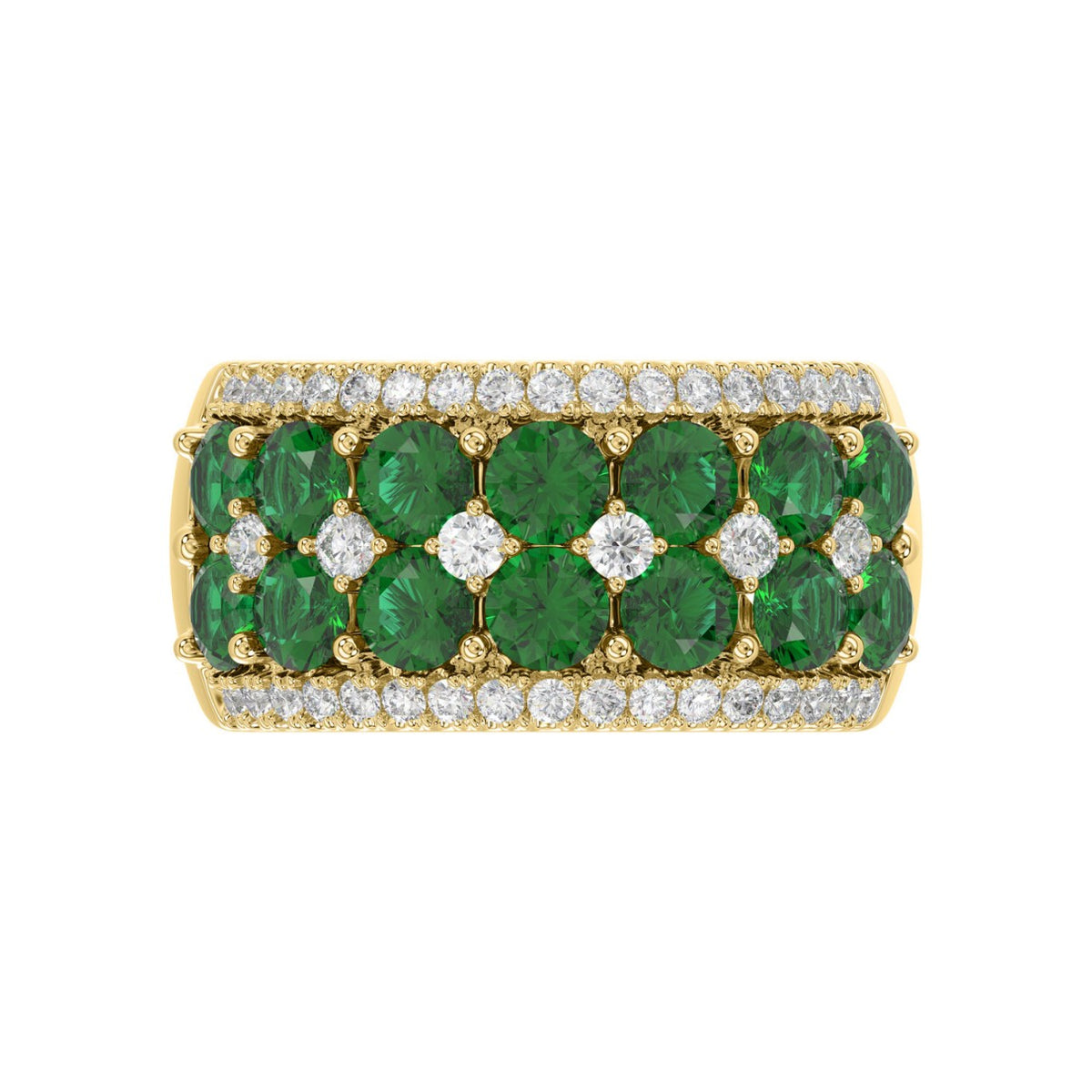 14K YELLOW GOLD 4.00CT ROUND DIAMOND LADIES RING (ROUND EMERALD DIAMOND 3 1/2CT)