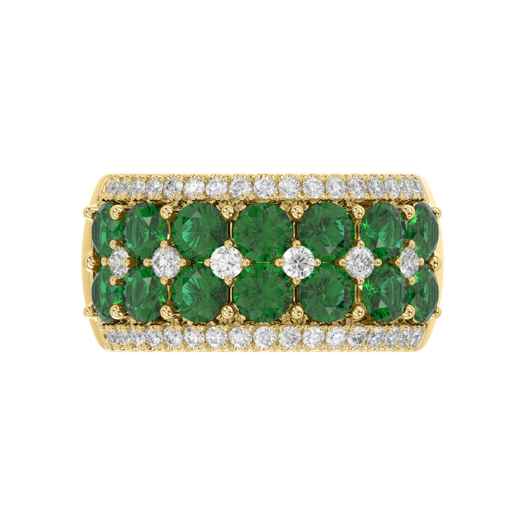 14K YELLOW GOLD 4.00CT ROUND DIAMOND LADIES RING (ROUND EMERALD DIAMOND 3 1/2CT)