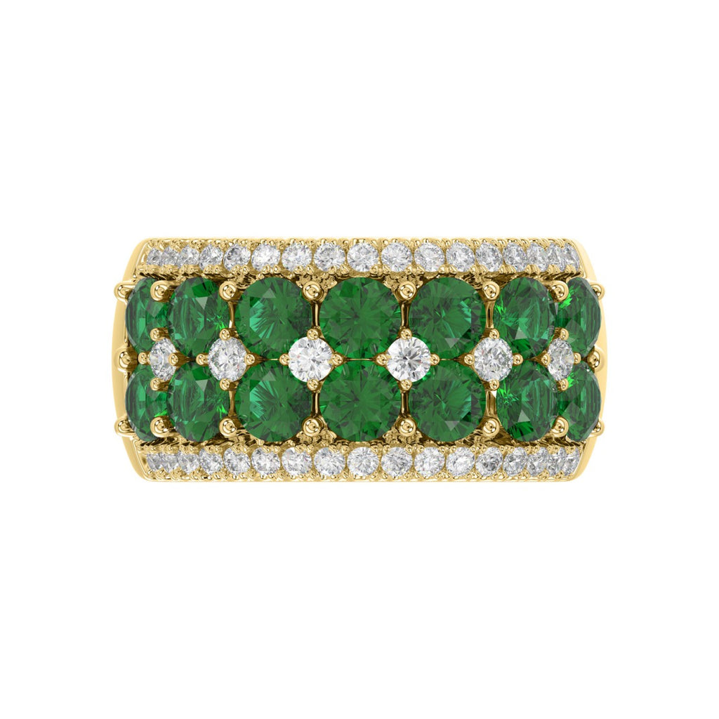 14K YELLOW GOLD 4.00CT ROUND DIAMOND LADIES RING (ROUND EMERALD DIAMOND 3 1/2CT)