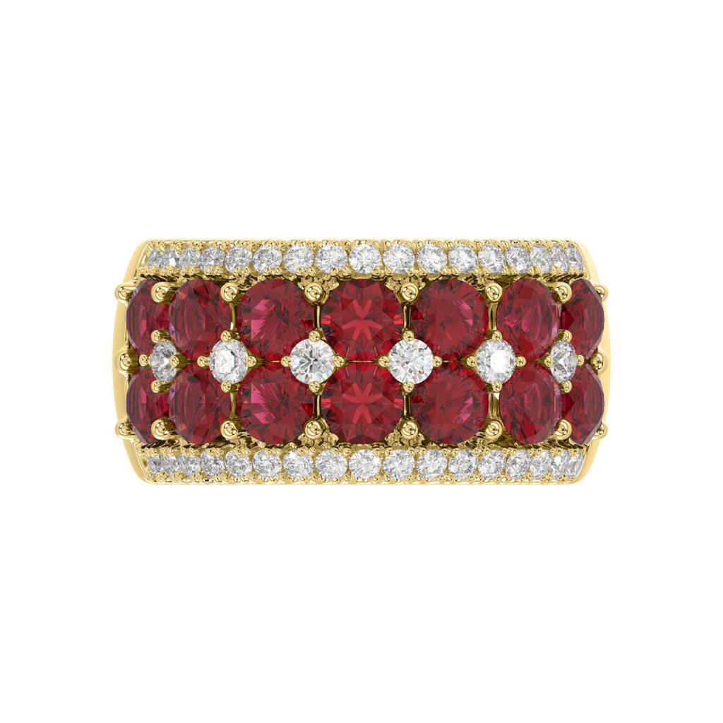 14K YELLOW GOLD 4.00CT ROUND DIAMOND LADIES RING (CENTER STONE ROUND RUBY DIAMOND 3 1/2CT)