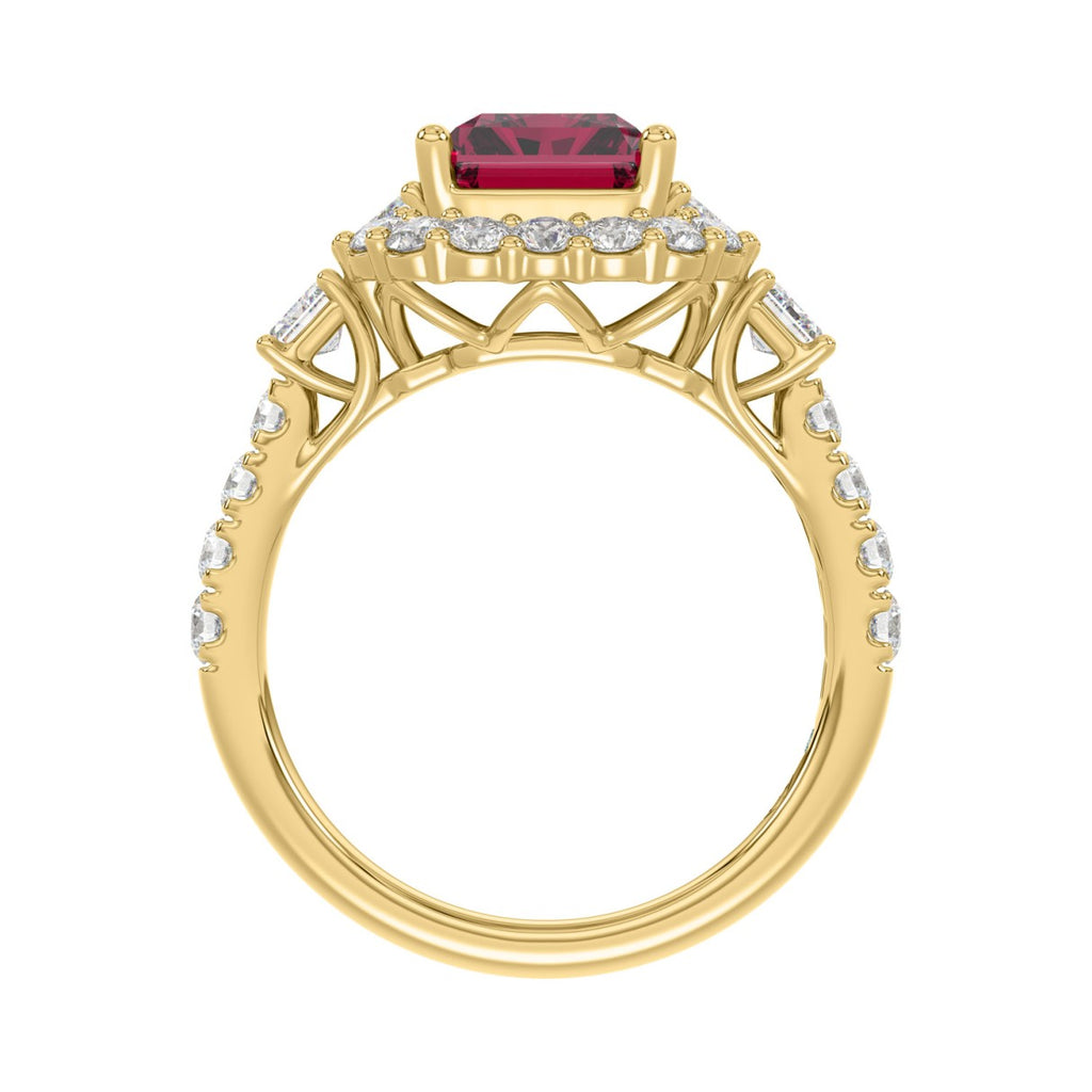 14K YELLOW GOLD 4 1/2CT ROUND/EMERALD DIAMOND LADIES RING (CENTER STONE RUBY EMERALD DIAMOND 3CT)