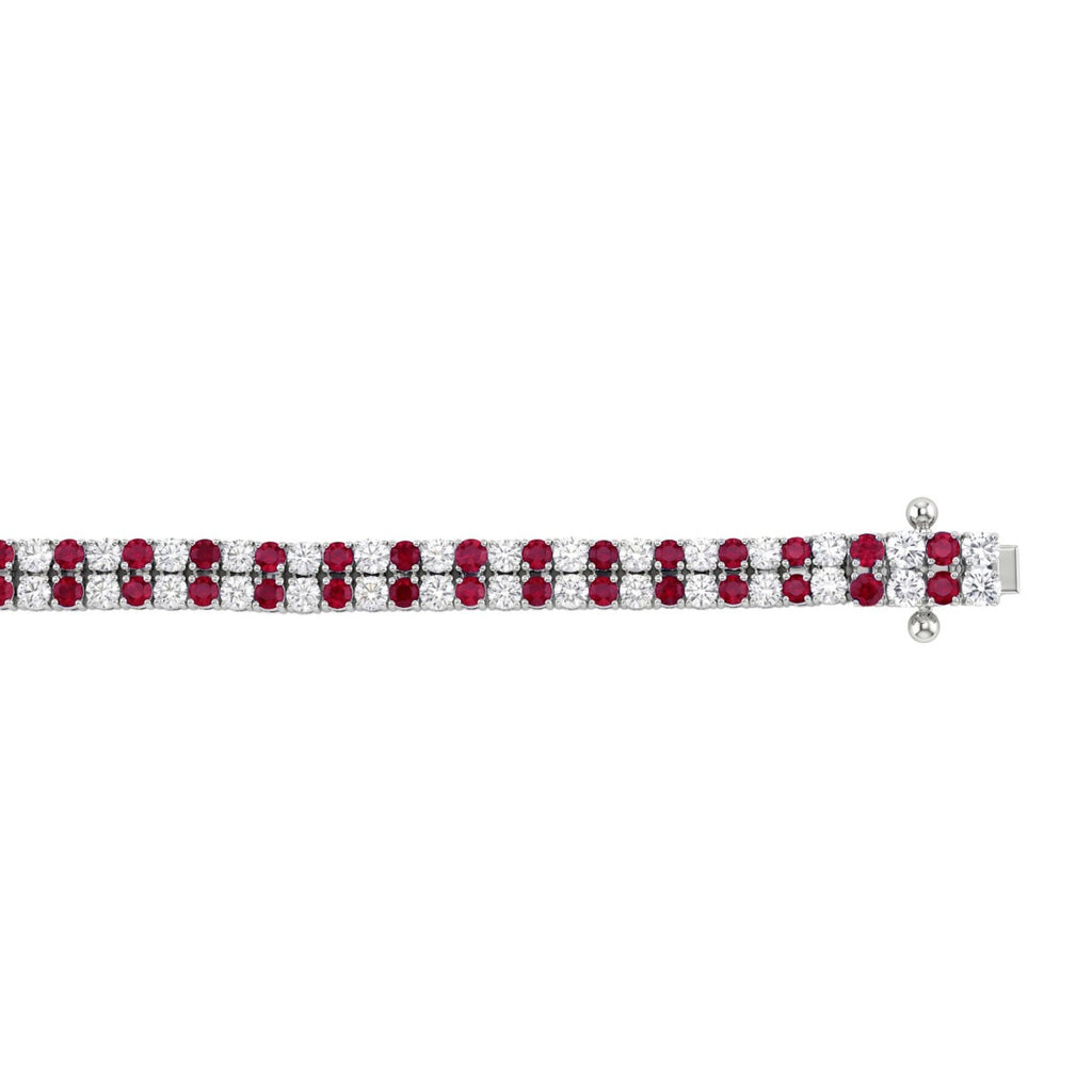 14K WHITE GOLD 5 3/4CT ROUND/RUBY ROUND DIAMOND LADIES BRACELET (RUBY ROUND DIAMOND 2 3/4CT)