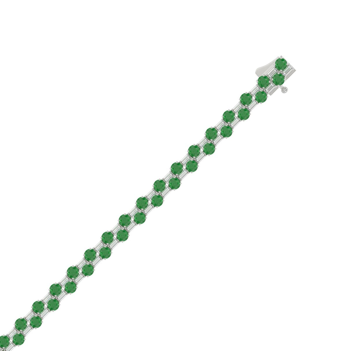 14K WHITE GOLD 8.00CT BAGUETTE/ROUND DIAMOND LADIES BRACELET (GREEN EMERALD ROUND DIAMOND 6 5/8CT)