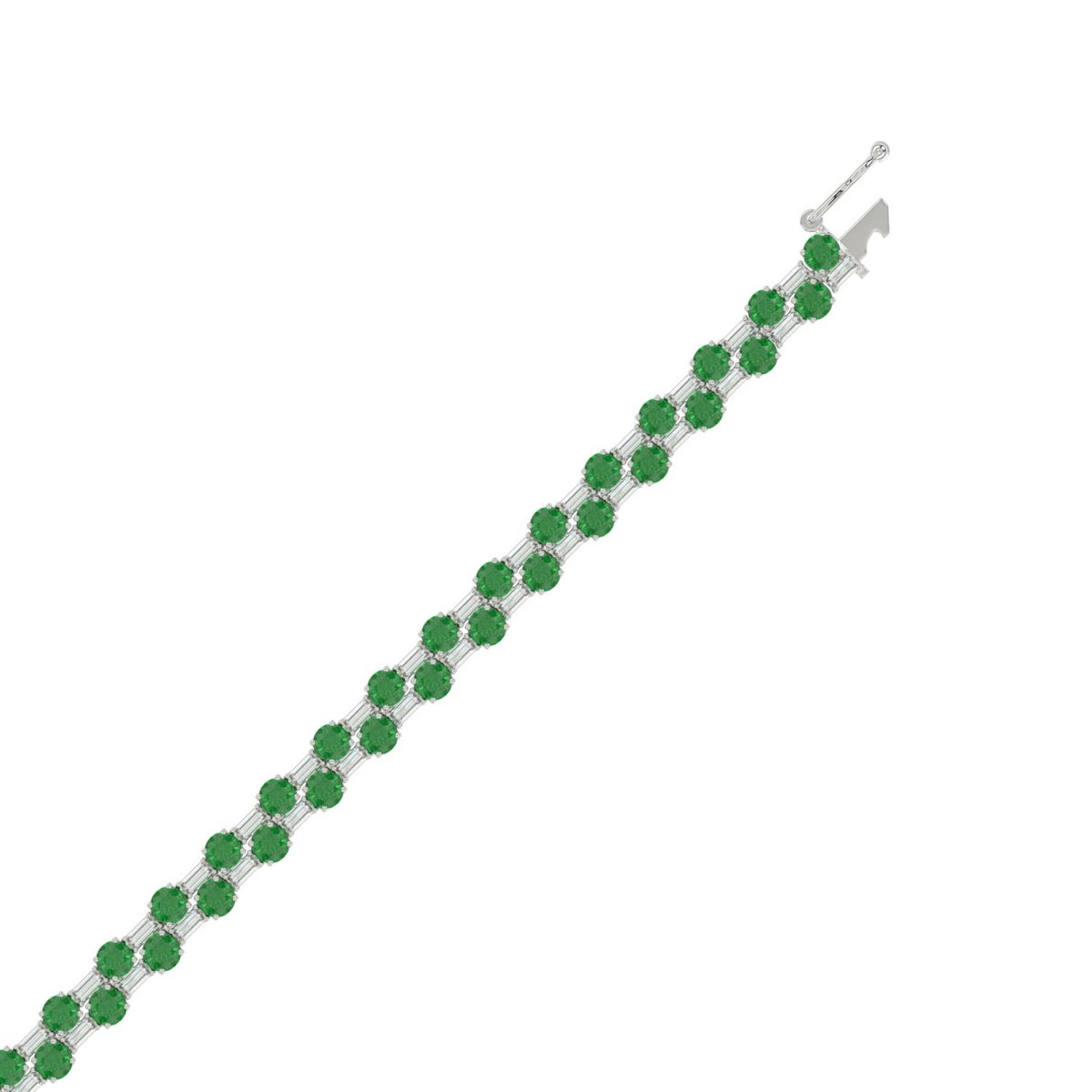 14K WHITE GOLD 8.00CT BAGUETTE/ROUND DIAMOND LADIES BRACELET (GREEN EMERALD ROUND DIAMOND 6 5/8CT)