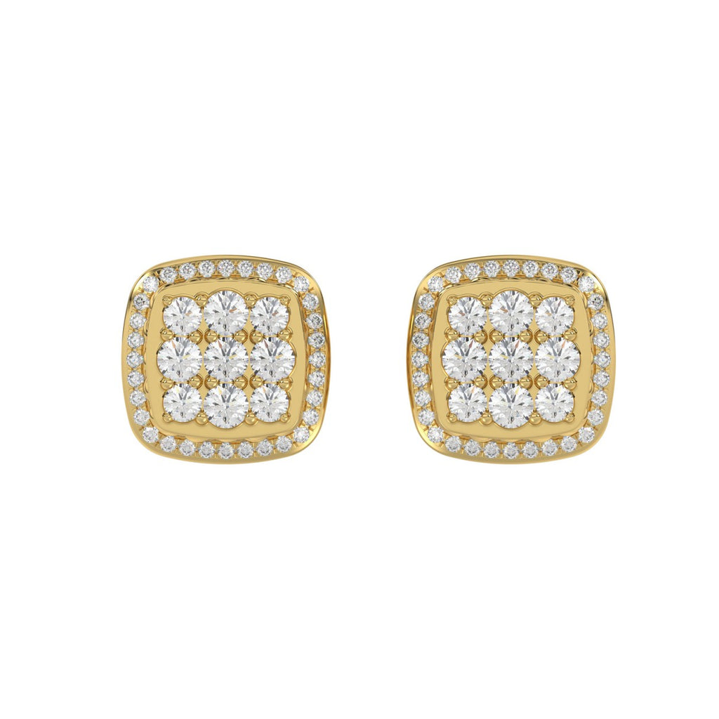 10K YELLOW GOLD 3/4CT ROUND DIAMOND LADIES EARRINGS