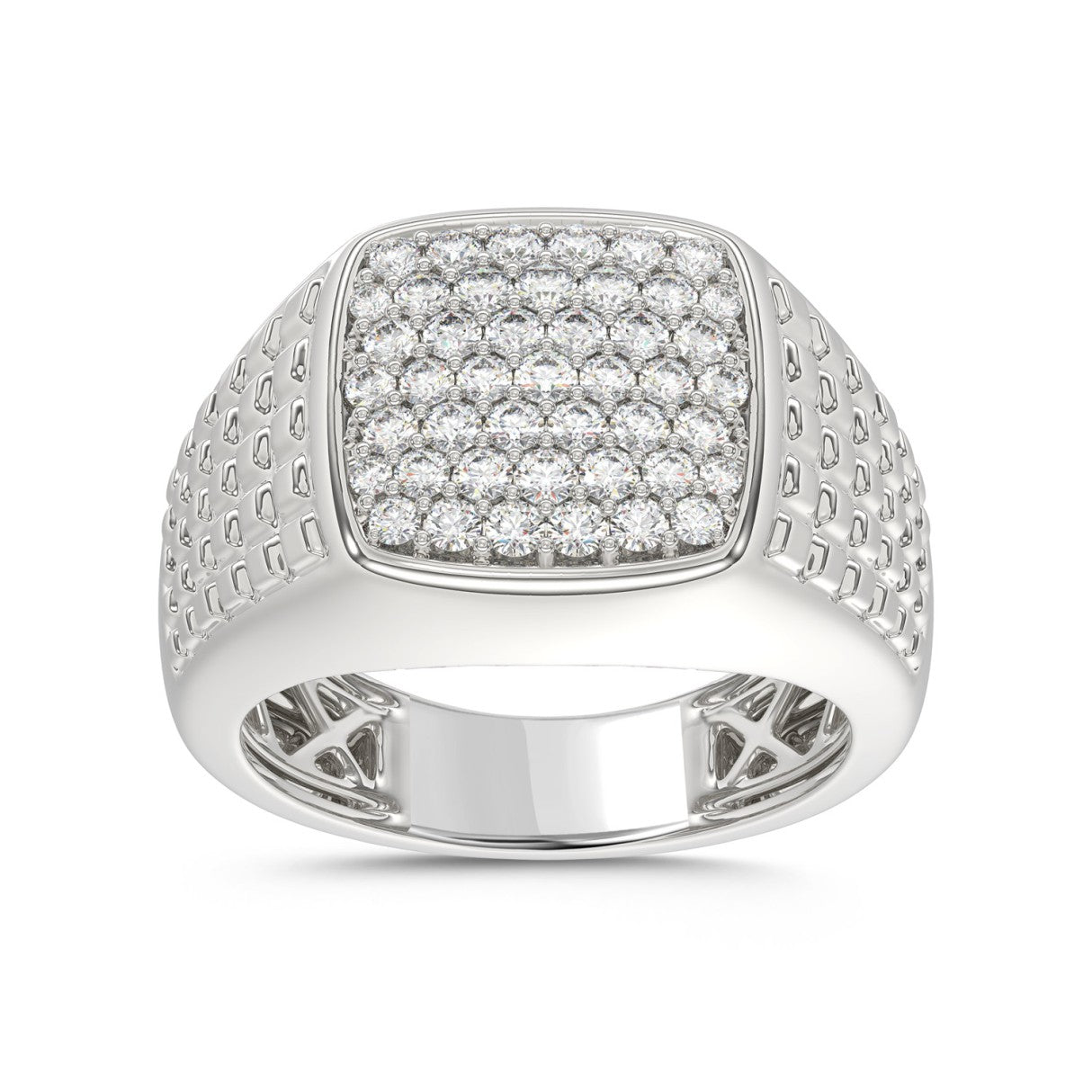 10K WHITE GOLD 1.00CT ROUND DIAMOND MEN'S RING
