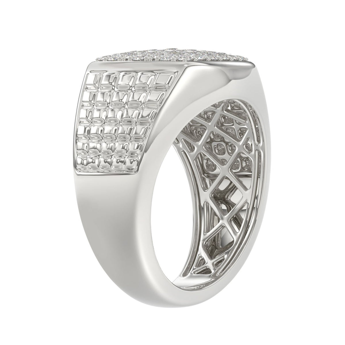 10K WHITE GOLD 1.00CT ROUND DIAMOND MEN'S RING