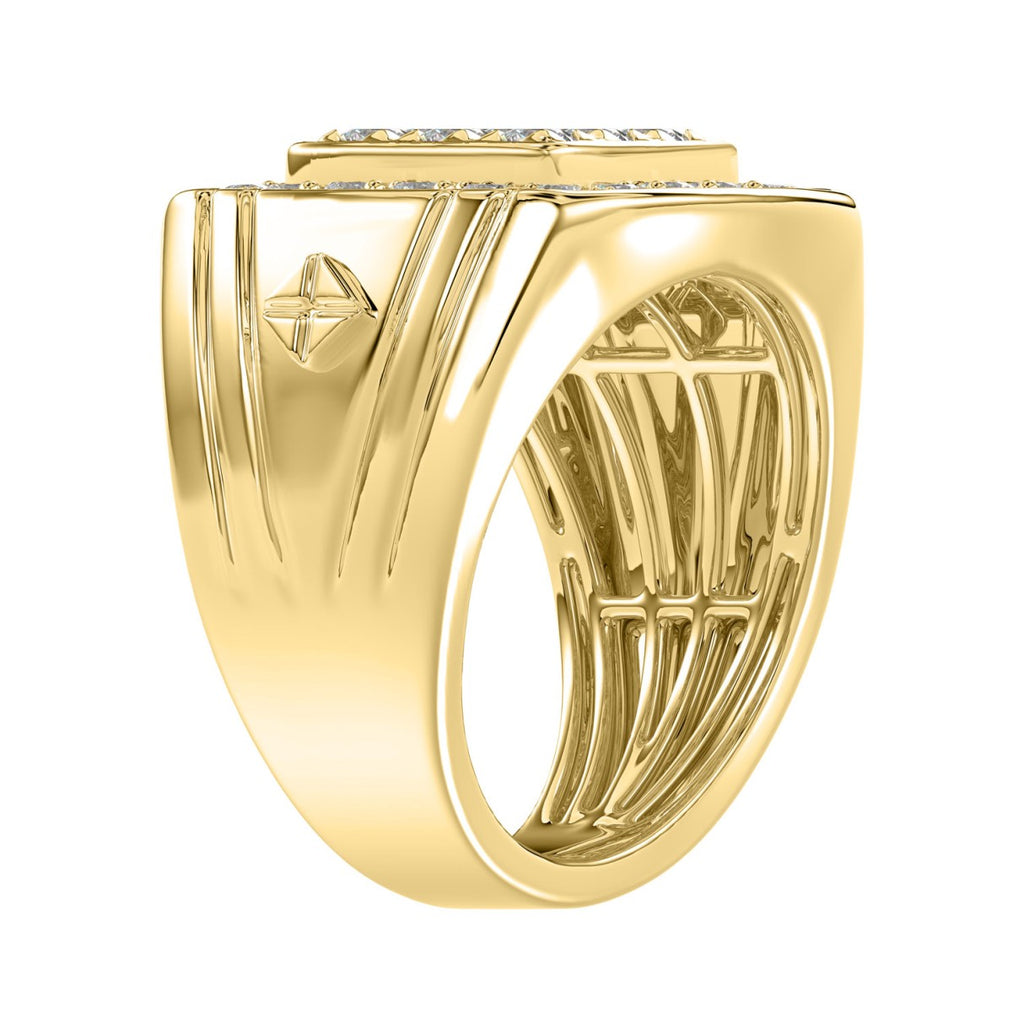 10K YELLOW GOLD 2.00CT ROUND DIAMOND MEN'S RING