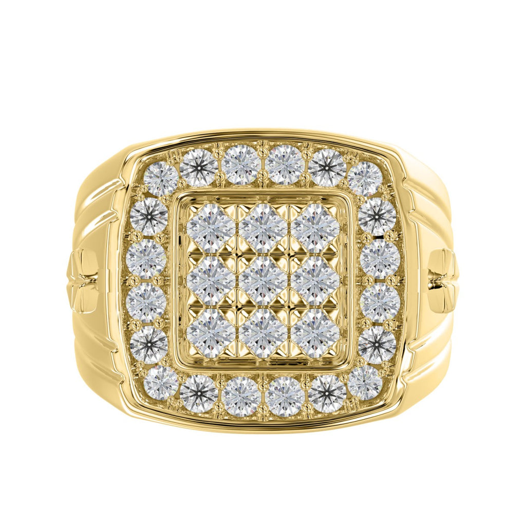 10K YELLOW GOLD 2.00CT ROUND DIAMOND MEN'S RING