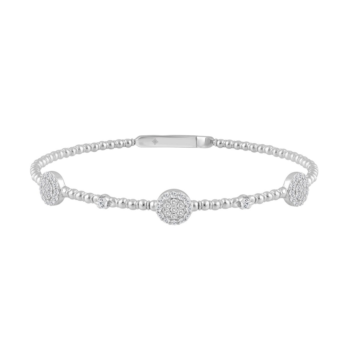 9K WHITE GOLD 5/8CT ROUND DIAMOND LADIES BANGLE