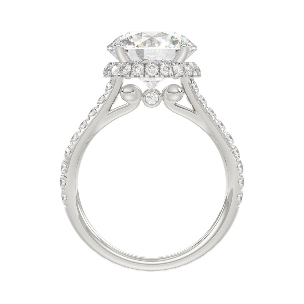 14K WHITE GOLD 4 1/2CT ROUND DIAMOND LADIES RING (CENTER STONE ROUND DIAMOND 4CT)