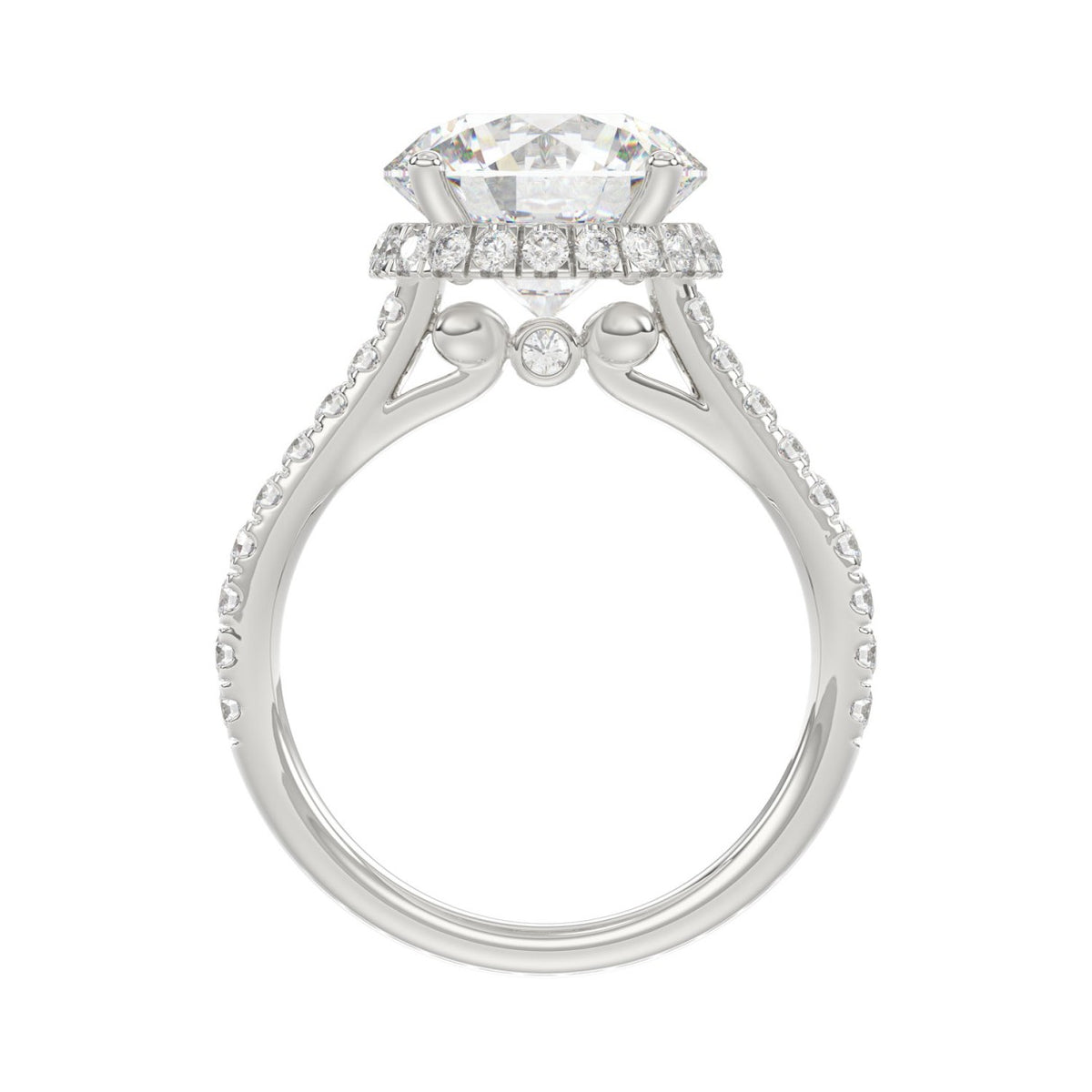 14K WHITE GOLD 4 1/2CT ROUND DIAMOND LADIES RING (CENTER STONE ROUND DIAMOND 4CT)